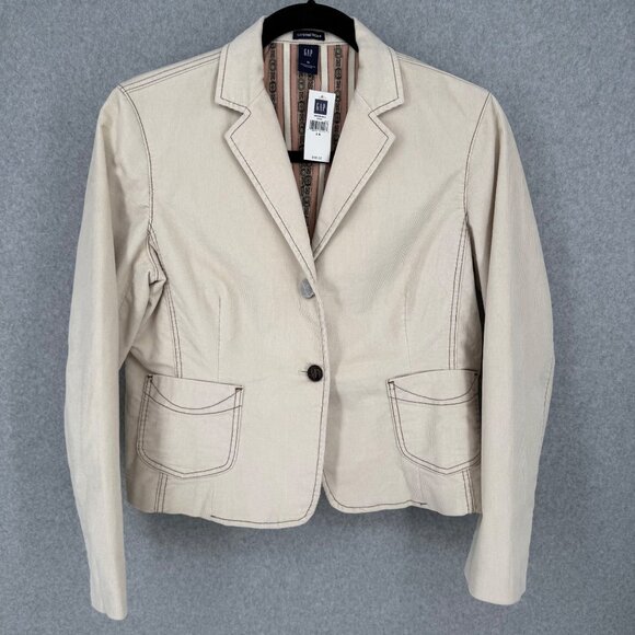 Gap Womens VTG Corduroy Blazer Jacket Size 16 Tan Western Y2K Neutral NEW - Picture 1 of 12